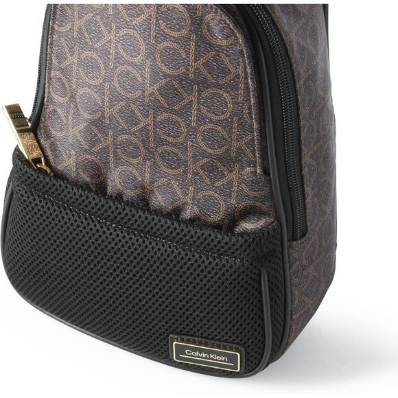 Jessie Organizational Nylon Sling Backpack Brown Khaki Black Adjustable Utility - Picture 4 of 8